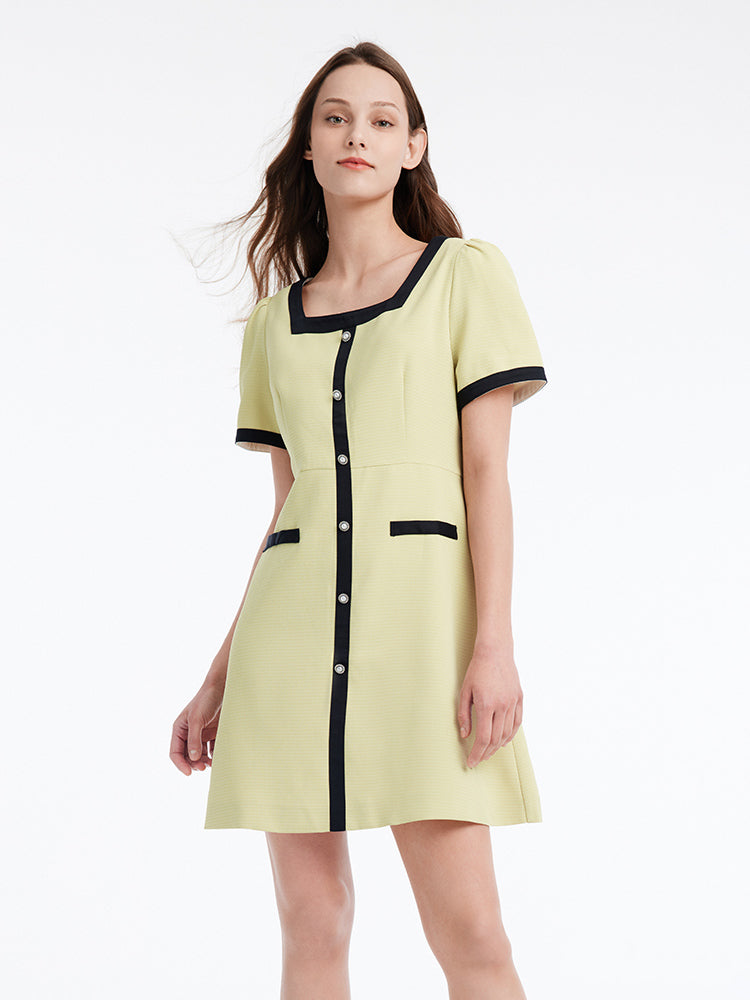 Chic Square-Neck Dress (With Bowknot) GOELIA