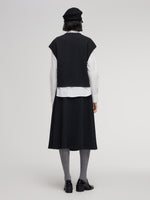 Shirt And Knit Sweater Vest And Skirt Three-Piece Set GOELIA