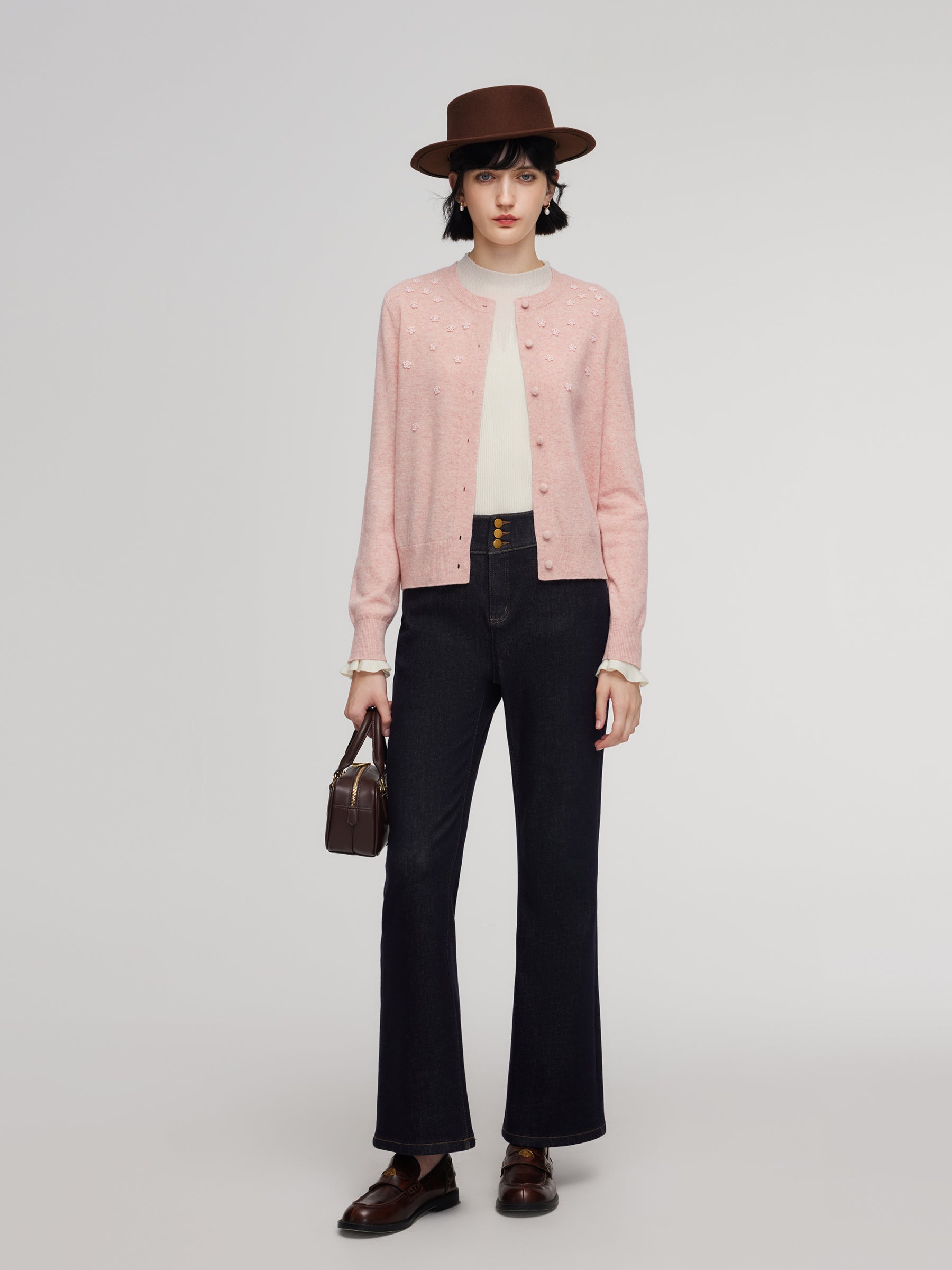 100% Wool Floral Women Cardigan GOELIA