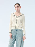 Tencel Blend Sailor Collar Women Knit Top GOELIA