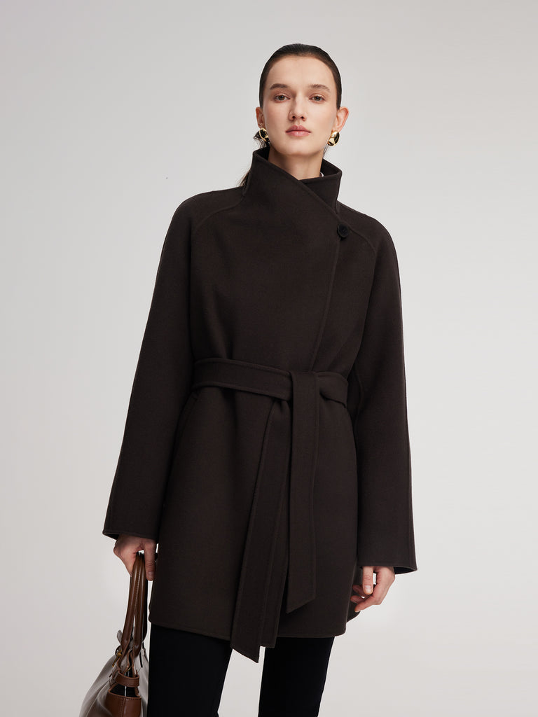 Cashmere Wool Blend Convertible Collar Women Wrap Coat – GOELIA