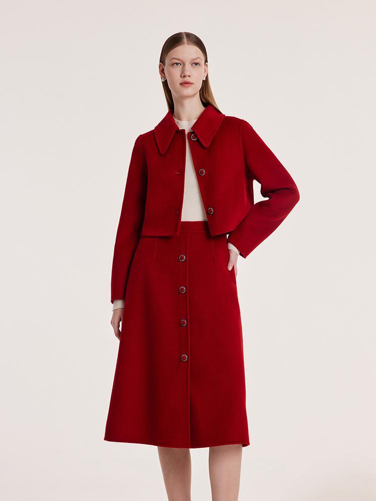 Tencel Wool Crop Jacket And Half Skirt Suit GOELIA