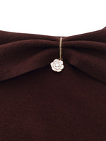 Lyocell Blend Off Shoulder Women Knit Top With Detachable Magnetic Flower GOELIA