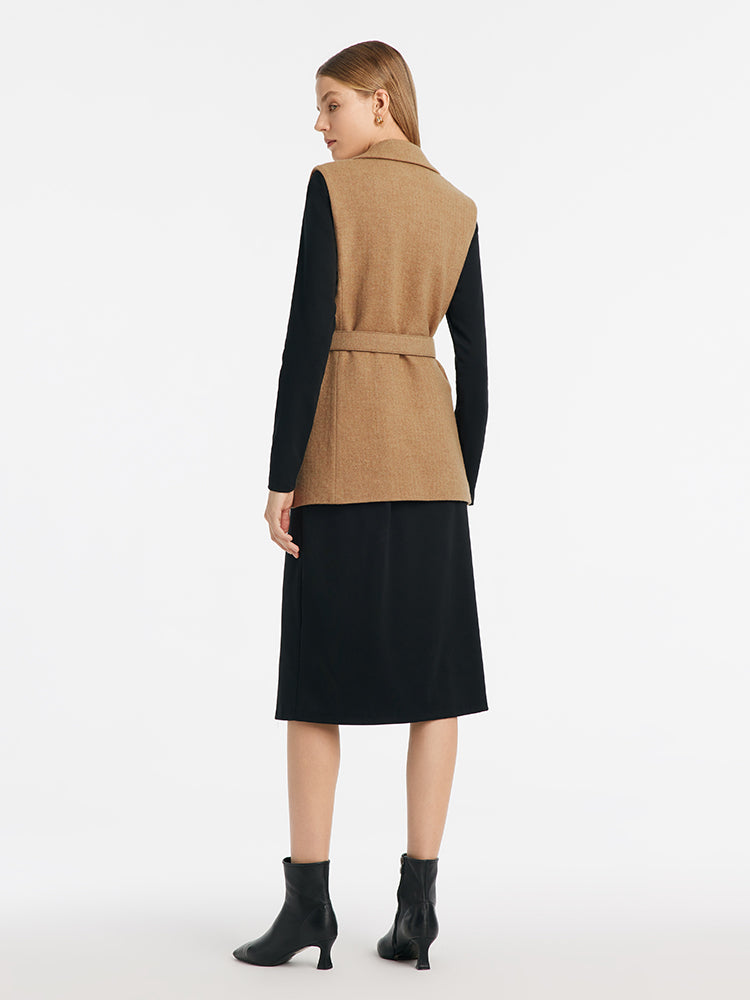 Washable Wool Vest And Midi Dress Two-Piece Set GOELIA
