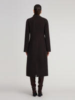 Cashmere Wool Blend Gathered Waist Women Overcoat GOELIA