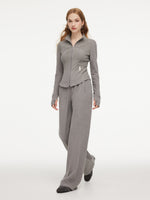 [Preview] Double-Brushed Stretch Zip Jacket And Pants Two-Piece Set GOELIA