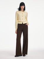 [Preview] Embroidered Side Seam Drawstring Waist Women Knit Pants GOELIA