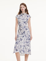 19MM Mulberry Silk Floral Print Women Qipao Maxi Dress GOELIA