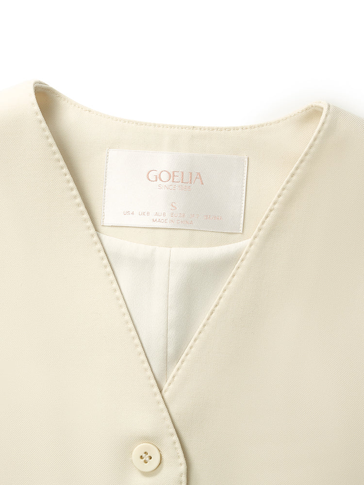 Worsted Wool Single-Breasted Women Vest GOELIA