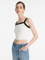 Contrast Trim Knitted Cardigan And Camisole Two-Piece Set GOELIA