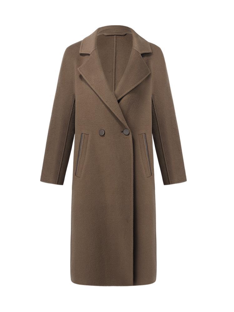 Coffee Tencel Wool Double-Faced Coat GOELIA