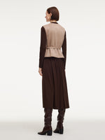 Faux Suede Vest And Knit Dress Two-Piece Set With Belt GOELIA