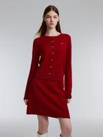[Preview] 100% Wool Rhinestone Cardigan And Skirt Two-Piece Set GOELIA