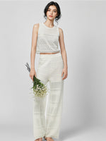 Cotton Openwork Tank Top And Pants Two-Piece Set GOELIA