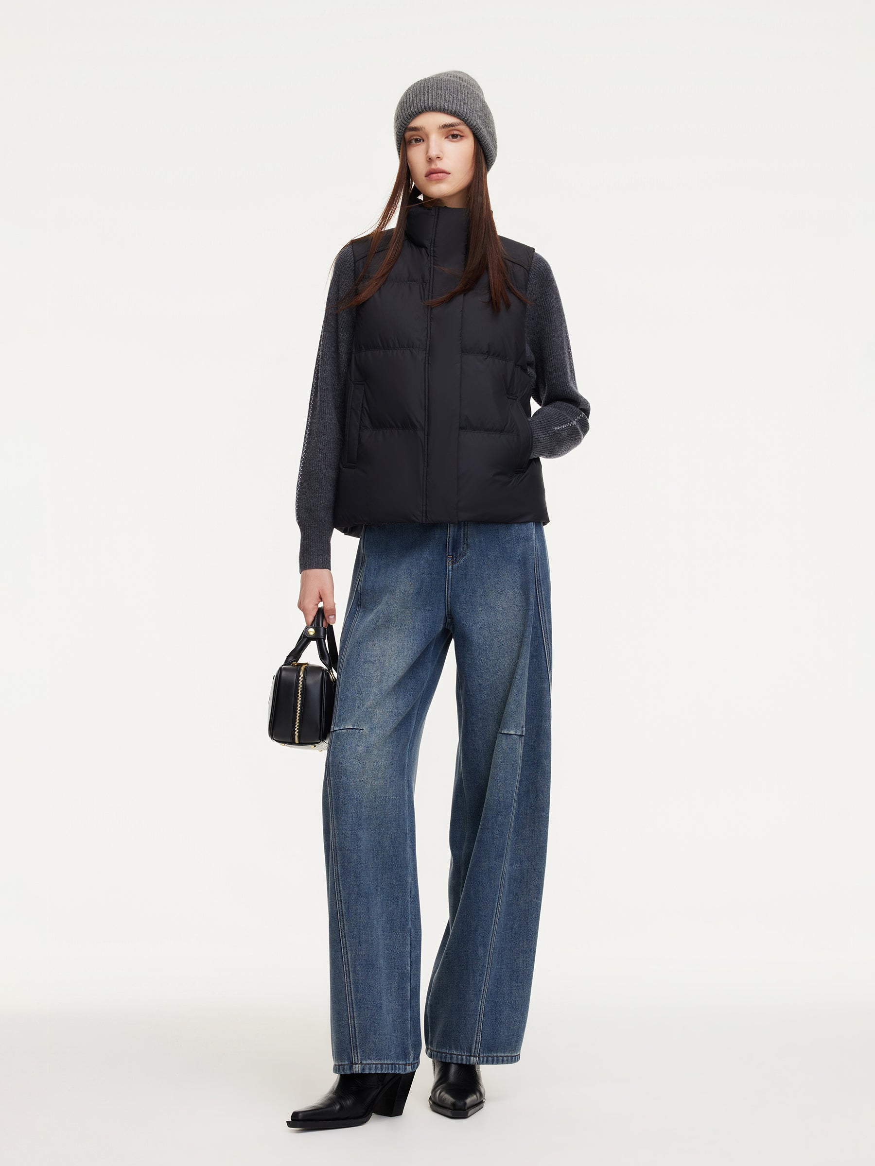 Stand Collar Zip-Up Goose Down Vest GOELIA