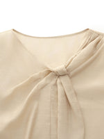 Tencel Acetate Linen Blend Tie Neck Women Blouse GOELIA