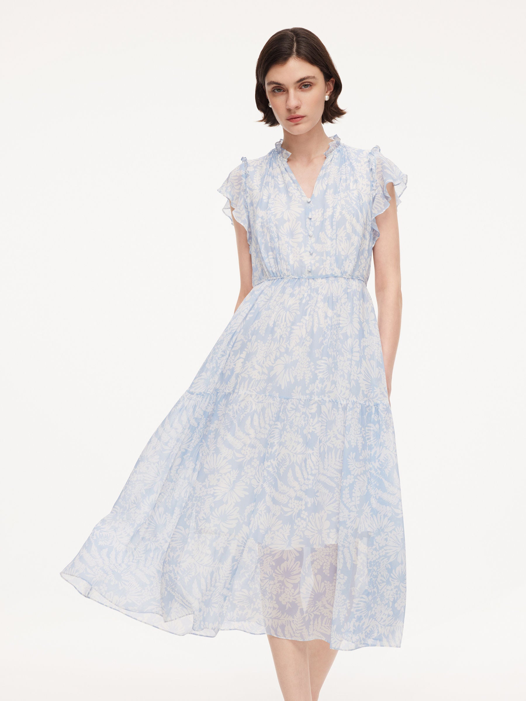 10MM Mulberry Silk Floral Print Women Maxi Dress GOELIA