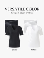 Two-pack (Black & White) Modal V-Neck Unisex T-Shirt GOELIA