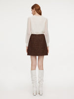 [Preview] Wool Blend Tweed Sequins Women A-Line Skirt GOELIA