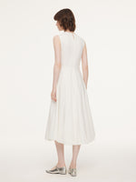 100% Cotton Bubble Hem Women Sleeveless Maxi Dress With Bag GOELIA