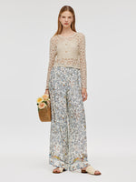 Wool Openwork Women Crop Knit Top With Camisole GOELIA