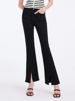 Black Split Hem Flare Jeans GOELIA