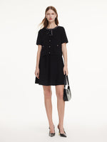Tencel Blend Cardigan And Skirt Two-Piece Set With Detachable Bowknot GOELIA