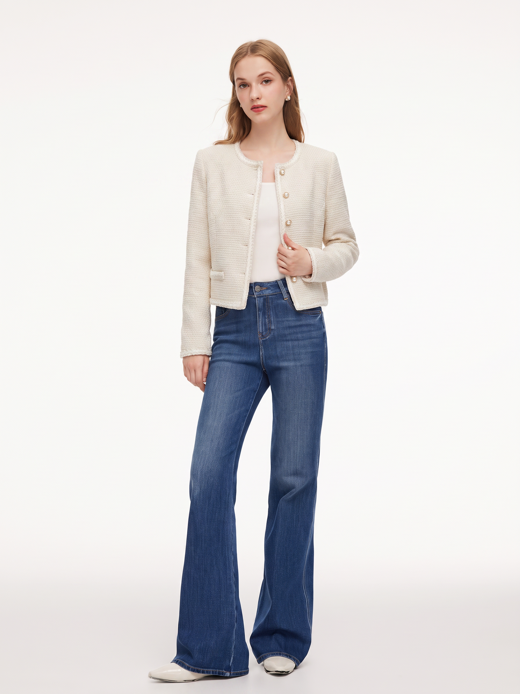 Wool Blend Tweed Women Cropped Jacket GOELIA