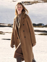 Pure Cashmere Double-Breasted Women Coat With Beret GOELIA