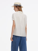 22MM Mulberry Silk Women Bow Tie Neck Shirt GOELIA