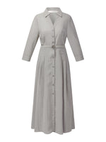 [Preview] Triacetate Blend Women Belted Maxi Shirt Dress GOELIA