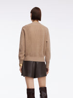100% Wool Stitch Trim Women Sweater GOELIA