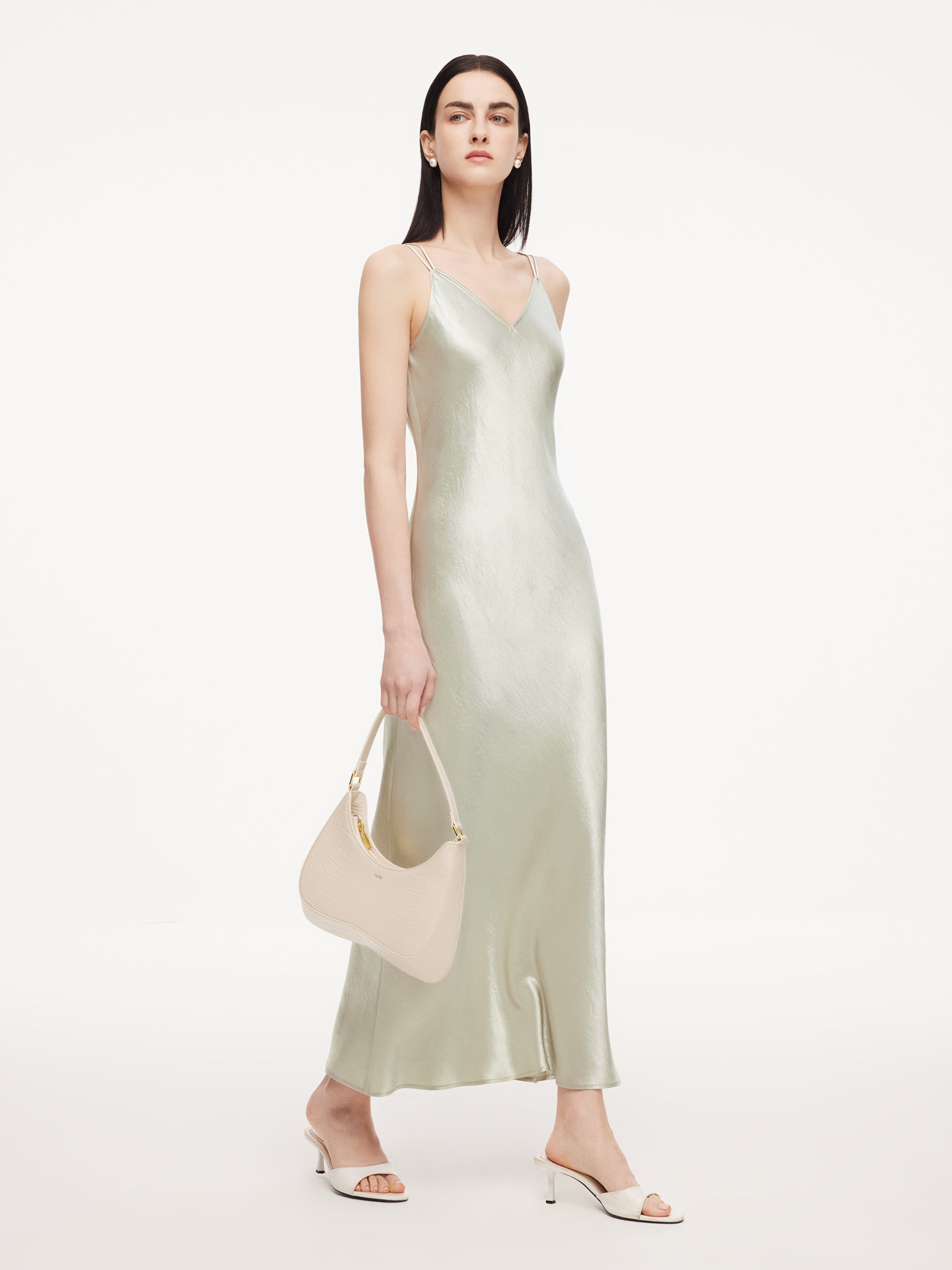 100% Acetate Women Slip Maxi Dress GOELIA