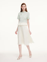 Mandarin Collar Blouse And A-Line Skirt Two-Piece Set GOELIA