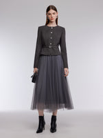 Washable Merino Wool Patchwork Women Maxi Dress With Belt GOELIA