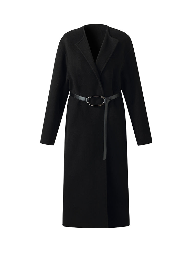 Wool Cashmere Women Overcoat With Belt GOELIA