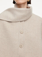 Cashmere Wool Blend Women Coat With Fringe Scarf GOELIA