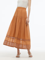100% Cotton Patchwork Lace Embroidered Women Skirt GOELIA