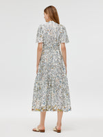 19 Momme Mulberry Silk V-Neck Printed Women Maxi Dress GOELIA