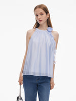 Halter Neck Women Top With Detachable Flower GOELIA