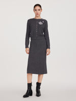 Wool Blend 3D Flower Knit Top And Skirt Two-Piece Set GOELIA
