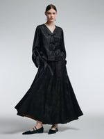 19MM Gambiered Canton Gauze Women Jacquard A-Line Skirt GOELIA