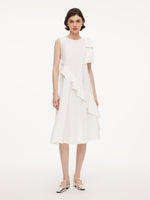 Ruffle Sleeveless Women Midi Dress With Detachable Bowknot GOELIA