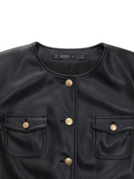 PU Leather Women Cropped Jacket GOELIA
