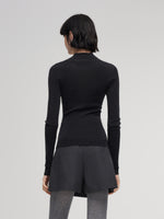 100% Wool Seamless Mock Neck Women Knit Top GOELIA