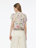 19MM Mulberry Silk Floral Print Women Twist Front Top GOELIA