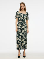 19MM Mulberry Silk Women Floral Print Maxi Dress GOELIA
