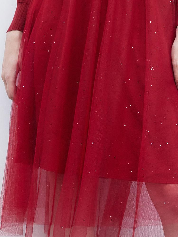 Tencel Woolen Double-Layer Midi Dress GOELIA
