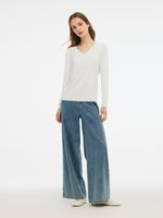 Two-pack (Black & White) Modal V-Neck Long Sleeve Top GOELIA