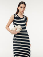 Black And White Stripe Women Knit Vest Maxi Dress GOELIA